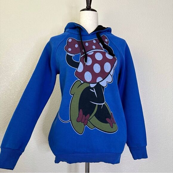 Minnie Mouse Ear Hoodie Blue Pullover Sweatshirt - Picture 2 of 13
